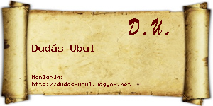 Dudás Ubul névjegykártya